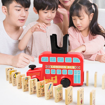 Domino automatic drop car Childrens Literacy small train building block Chinese character Pinyin baby intelligence toy