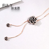 Korean version of Rose sweater chain long autumn and winter necklace female retro Joker flower pendant fashion clothing accessories