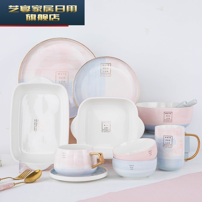 The dishes suit household Chinese network red ins dish bowl good - & tableware sweethearts bowl chopsticks to eat by by 2/4/6 dishes