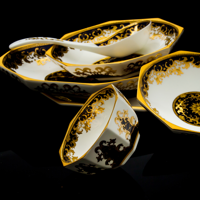 Jingdezhen up phnom penh Chinese 60 skull porcelain tableware suit dishes European ceramic dishes porcelain plate mail