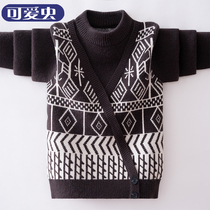 Boys sweater fake two cardigan foreign thick coat childrens sweater boys autumn wear new coat 2021 New Coat