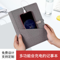 Multifunction business notebook Sub-charge creative with charging treasure Notepad Enterprise Custom print LOGO gift box suit delivery office A5 loose-leaf This mobile power notepad
