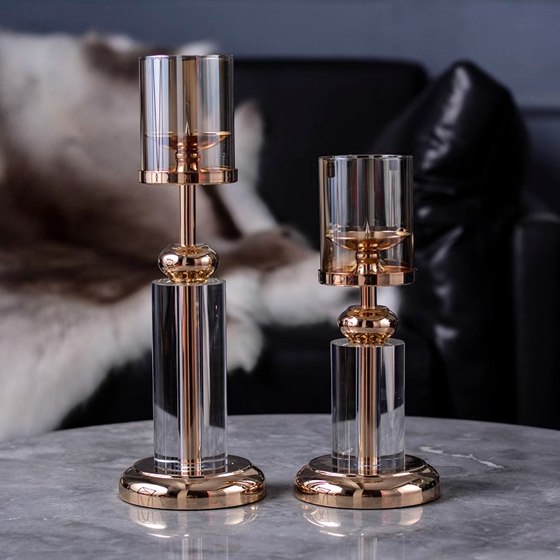 Light Luxury Crystal Candlestick Decoration Romantic Atmosphere Candlelight Dinner Props High-End Dining Table Decoration