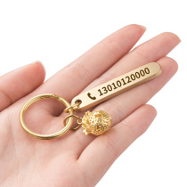 Brass anti-lost card phone number pendant key chain pendant creative personalized custom key ring ring