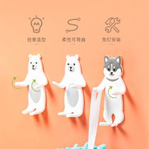 Bendable hook adhesive hook puppy cartoon animal strong viscose magic stick stick hook free hole hanging