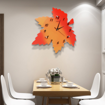 Maple leaf wall clock Living room mute creative electronic watch personality household hanging watch Bedroom Pastoral art decorative wall clock