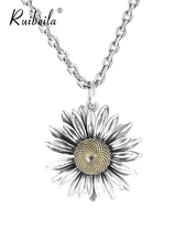 ruibeila small daisy flower pendant necklace mens 925 silver vintage Thai silver necklace with T-shirt hanging fashion