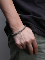 ruibeila vintage twisted rope twist bracelet mens 925 silver simple hip hop accessories to give boyfriend birthday gifts