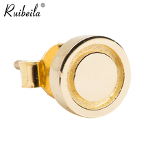 ruibeila18K gold simple fashion temperament stud earrings gold round couple stud earrings street tide (single)