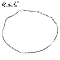 ruibeila925 silver simple personality wheat ear double-layer necklace vintage hipop collarbone chain couple necklace tide