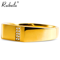 ruibeila personality simple atmosphere 18K gold ring flat diamond gold index finger ring tide