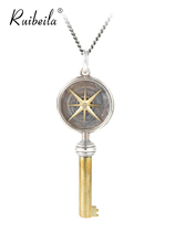 ruibeila personality vintage key turn pendant necklace mens 925 silver star jewelry 2021 new fashion