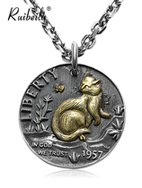 ruibeila cat butterfly pendant necklace mens personality 925 silver vintage vintage coin necklace tide