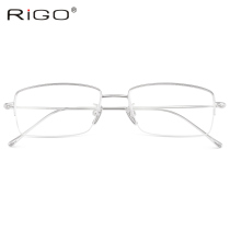 Silver glasses frame male half frame pure hand made silver precious metal glasses frame Business box silver myopia glasses Silver