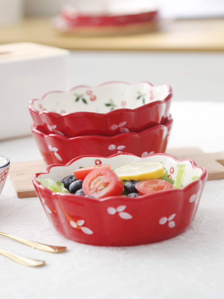 Bo view breakfast ceramic bowl cherry small bowl, lovely salad bowl eat fruit bowl creative household dessert bowl of bird 's nest