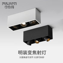 Plotty LED spot light Surface mounted rectangular downlight Living room without main light Three-head grille light cob ceiling dare light