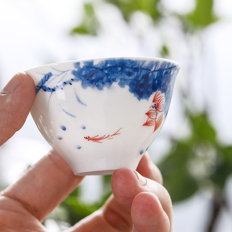 Qiu time ceramic kung fu masters cup sample tea cup white porcelain cups hand - made lotus single cup bowl tea tea