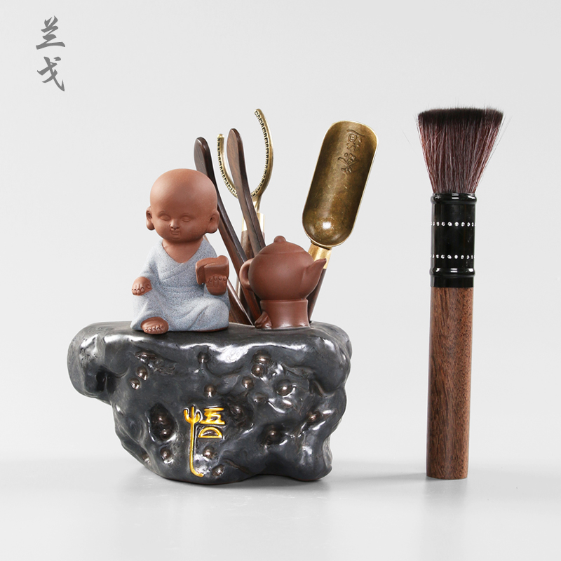 The Six gentleman kung fu tea tea set suit household ceramic accessories covered 6 times ChaZhen tea knife spoon furnishing articles caddy fixings