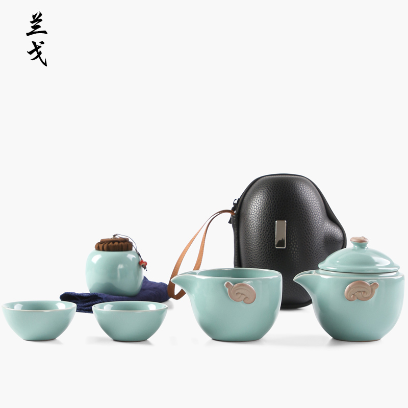 Having your up travel tea set suit small household set open piece of ceramic parts of the portable cups porcelain crack cup