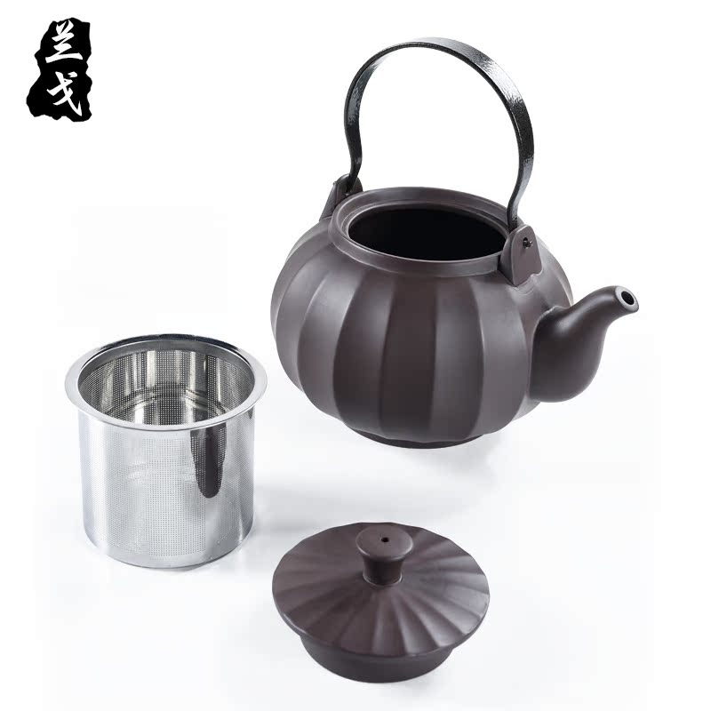Having purple sand pot of girder kung fu tea sets suit household ceramic cups accessories Japanese big teapot single pot