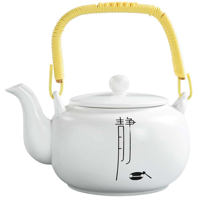 Having up fat white matte enrolled glaze large teapot kung fu tea set ceramic household single girder pot pot