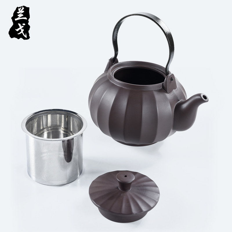 Having purple kung fu tea sets suit household ceramic cups accessories Japanese girder single pot pot of the teapot