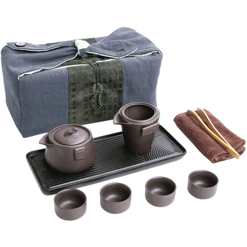 Having crack cup travel purple sand tea set ceramic kung fu Japanese is suing portable backpack custom LOGO