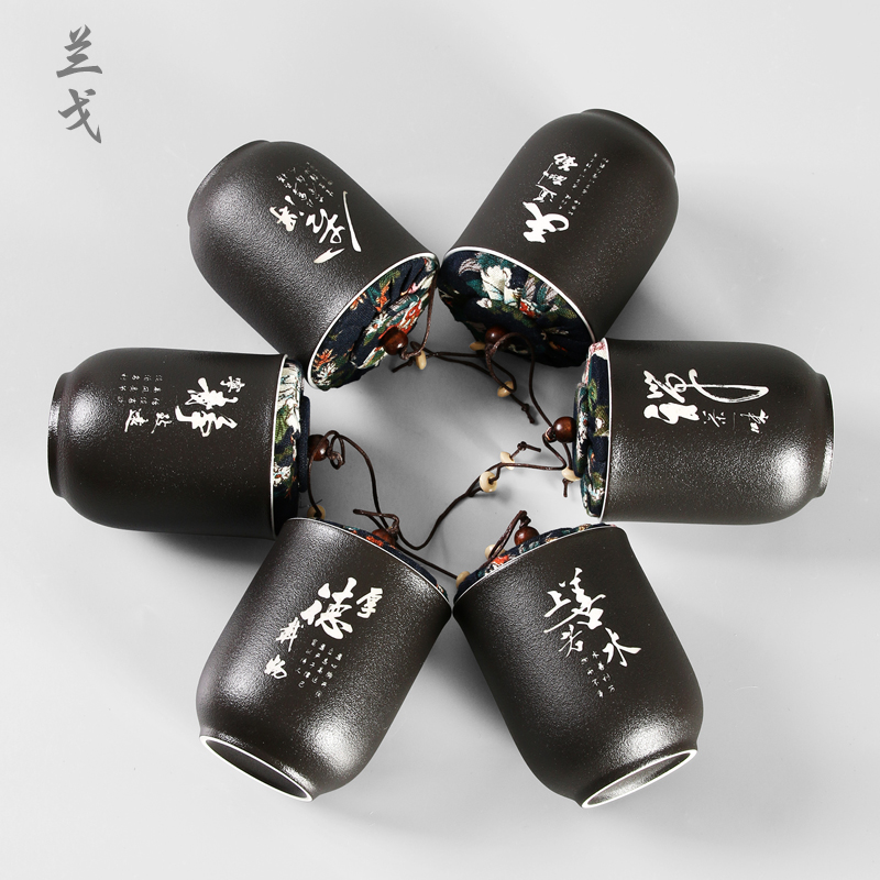 Having coarse pottery tea accessories household storage tank ceramic tea caddy fixings warehouse small sealed as cans of pu 'er tea box