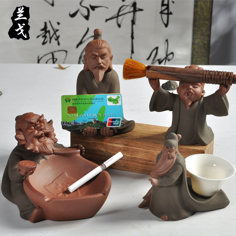 Pet furnishing articles having tea tea set accessories play purple sand tea Pet color sand ceramic ashtray saucer