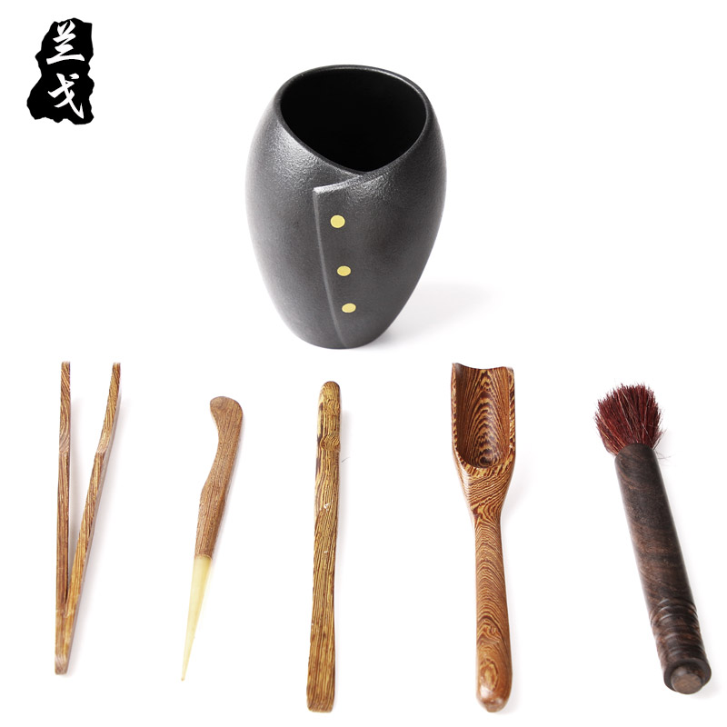 Having ebony black pottery tea six gentleman coarse ceramic tea set spare parts ChaGa tea art wenge 6 gentleman