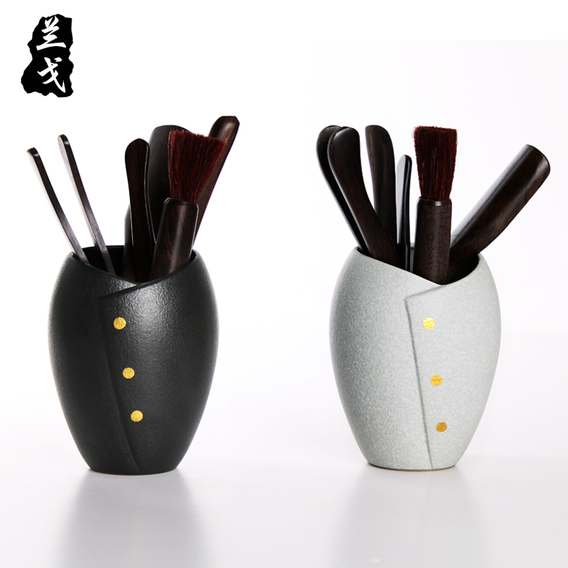 Having ebony black pottery tea six gentleman coarse ceramic tea set spare parts ChaGa tea art wenge 6 gentleman