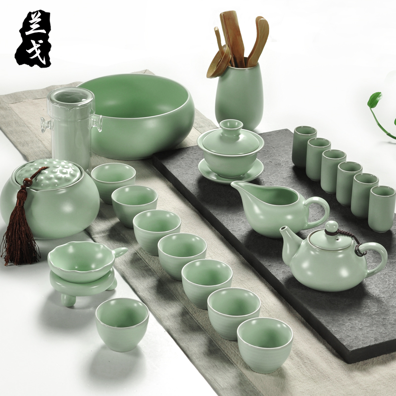 Having your up tea set kung fu tea set open your porcelain pieces of a complete set of ceramic tea tureen teapot tea cups