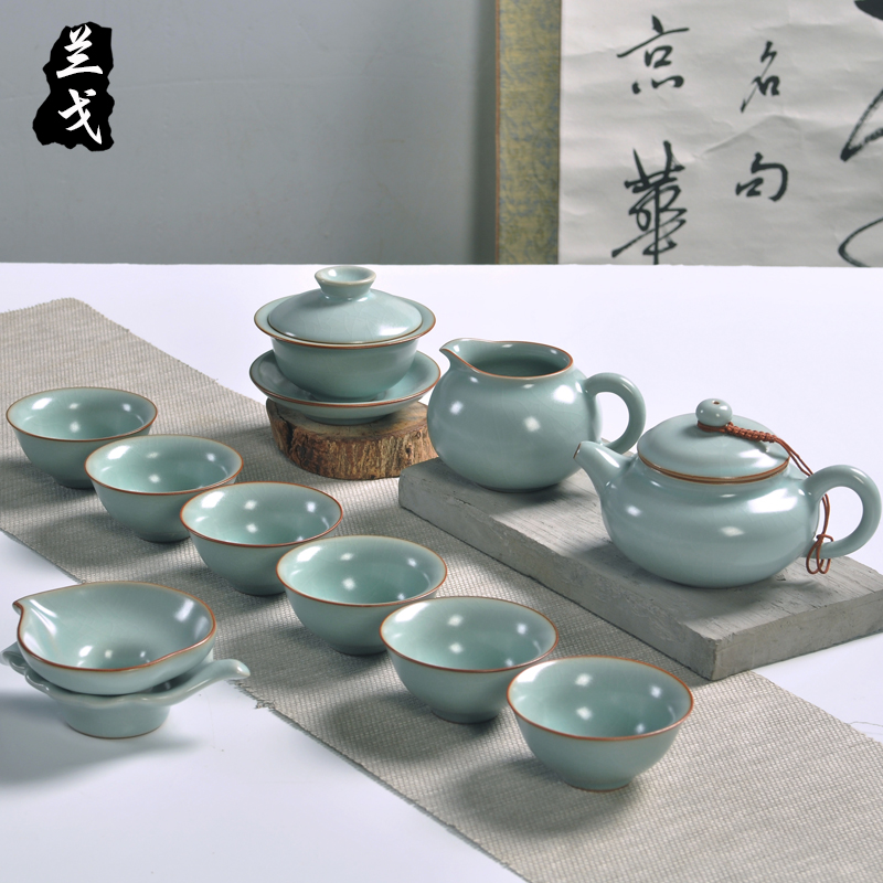 Having your up kung fu tea set suit household small set of ceramic teapot porcelain tureen open cup tea accessories