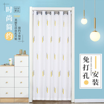 Embroidered white screen curtain Door curtain translucent impermeable partition curtain free hole installation summer anti-mosquito sunscreen simple decoration