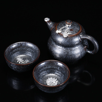 Jiacan Kiln Li Jiadang Colorful Silver Spot Tianmu Jianzhan Tea Set Kung Fu Tea Set Teapot Tea Set Teapot Tea Set