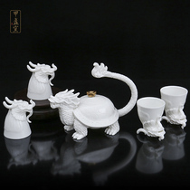 Jia Zhan kiln Li Jia stack white porcelain tea set teapot tea set kung fu tea set kung fu tea set whole set of handmade jade porcelain