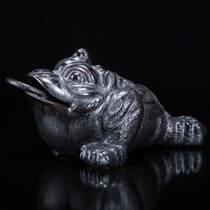 Jia Zhan kiln Li Jia stack silver spot Tianmu tea pet three-legged Fortune gold Chan tea pet decoration works can be raised