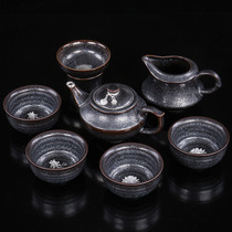 Jiacan Kiln Li Jiadang Colorful Silver Spot Tianmu Jianzhan Tea Set Kung Fu Tea Set 8 into Teapot Tea Tea Set