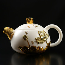 Liga Kiln Li Chia Stack White Porcelain Ceramic Teapot Teapot Insert Silver Cup Kung Fu Teapot Hand Defied White Porcelain