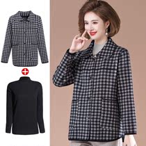 Fat mom Gats up for overweight early autumn outerwear Short 40-50-year-50 middle-aged womens autumn clothing cashmere coat plaid jacket