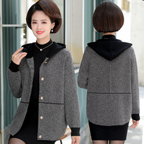 Fat mother Spring and Autumn 40 years old 50 knitted coat 200kg middle-aged female foreign-aged short coat plus fat plus size