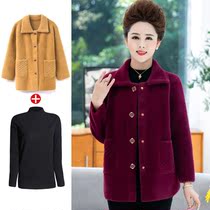Fat Moms Autumn Winter Clothing Gold Mink Suede Short Coat Flipped blouses middle-aged Big-size women Stuffed With a great coat of water
