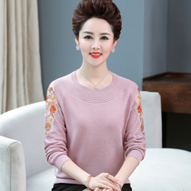 Spring and Autumn Sweater womens thin foreign fat mother knitted jacket plus fat plus size middle-aged cardigan