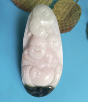One Jade Buddha pendant Natural Nanyang Dushan Jade Hibiscus red laughing Buddha pendant jade F30