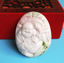One Jade Buddha pendant Natural Nanyang Dushan Jade Hibiscus red laughing Buddha pendant jade F9