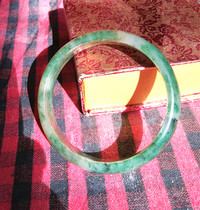 One jade bracelet Nanyang natural Dushan jade daytime blue green 56 flat strip bracelet SZ 6