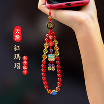 Mobile phone lanyard short cinnabar ancient style apple pendant Chinese style female pendant exquisite wrist vivo sling personality creative tide brand anti-loss pendant Huawei detachable net celebrity mobile phone chain accessories