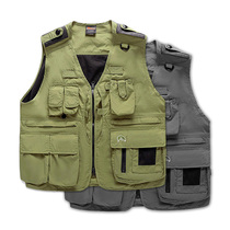 Summer outdoor photography vest mens multi-pocket horse clip fishing vest quick-drying waistcoat shoulder tooling loose size and light