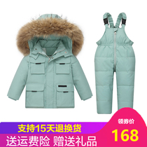 Baby down jacket boys suit girl baby foreign style thickened childrens 1-6 years old winter clothing childrens coat off-season