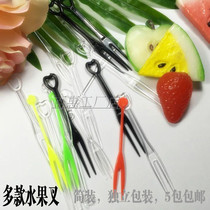 Fruit Fork Plastic Fruit Sign Fruit Fork Transparent Bamboo Knuckle Fork Creativity Disposable Small Fork